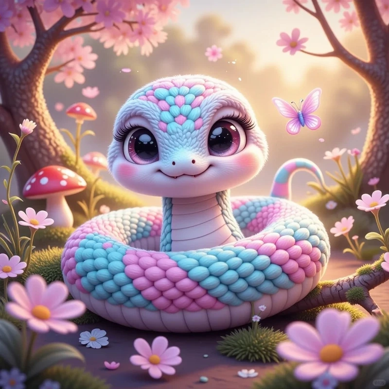 Không khí ngày xuân với rắn chibi tết đáng yêu