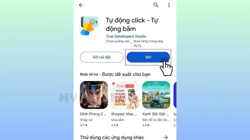 Mở ứng dụng Auto Click